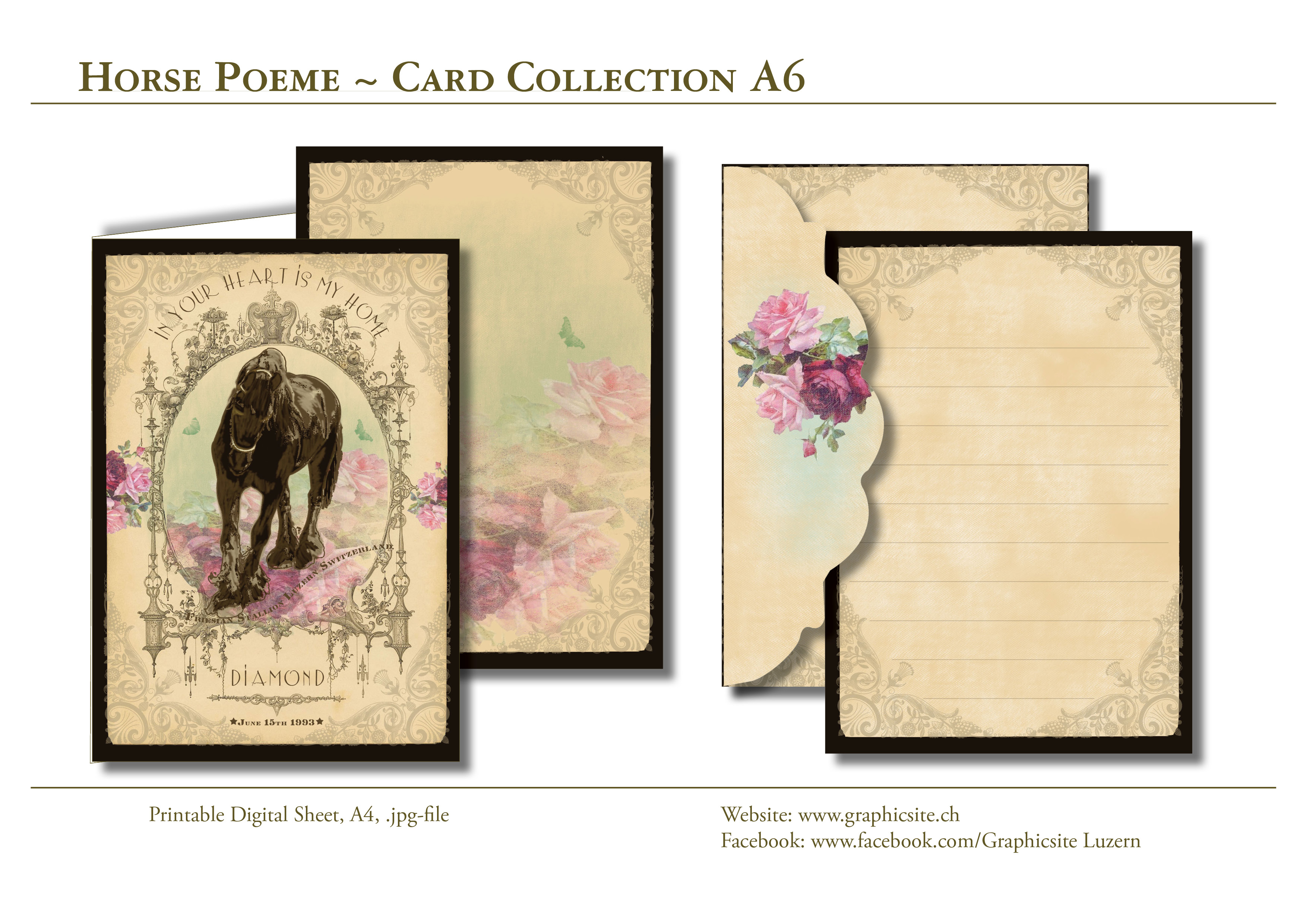 Karten selber drucken - HorsePoeme, Grusskarten, Postkarten, Kuvert, A6